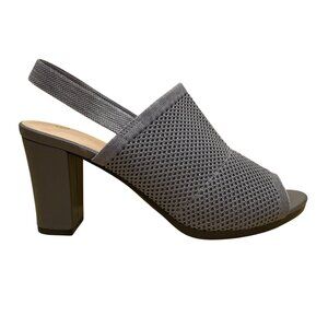 Mysoft Women’s Gray Mesh Open-Toe Slingback Block Heel Pumps Size 10/New